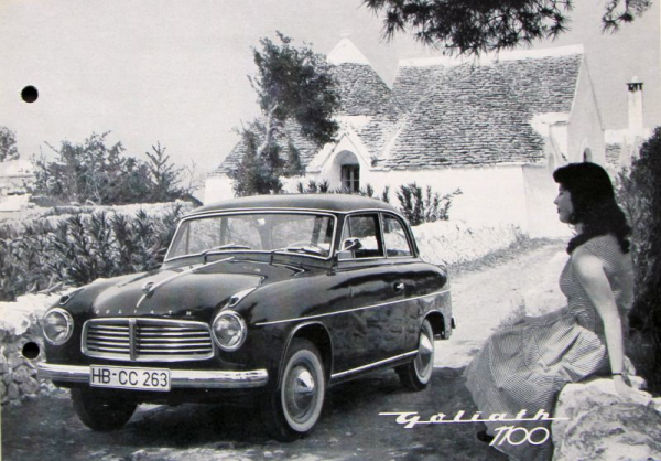 Goliath 1100 Modellprogramm 1954 Automobilprospekt (10100)
